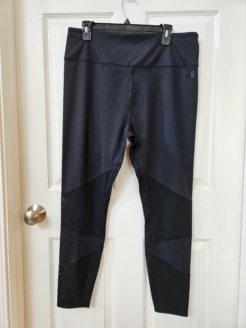 Good American High Rise Black Mesh Panel Cropped Leggings Size 6 (3XL 22/24)